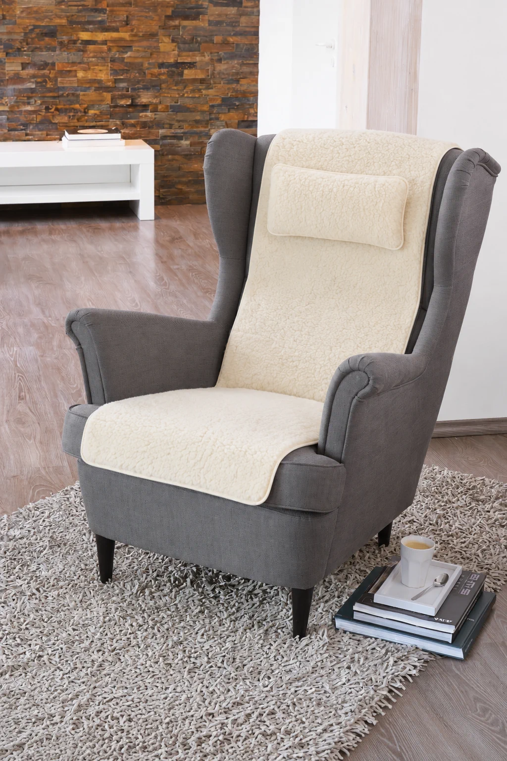 Pure New Wool Chair Cover with Mini Pillow